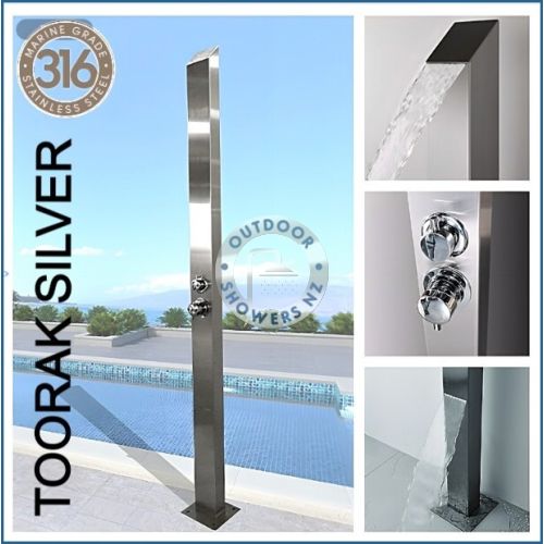 Toorak Silver 316 Marine Grade Stainless Steel Outdoor Indoor Waterfall Pool Shower