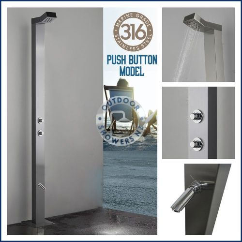 Bondi Push Button 316 Marine Grade Stainless Steel Outdoor Pool Shower