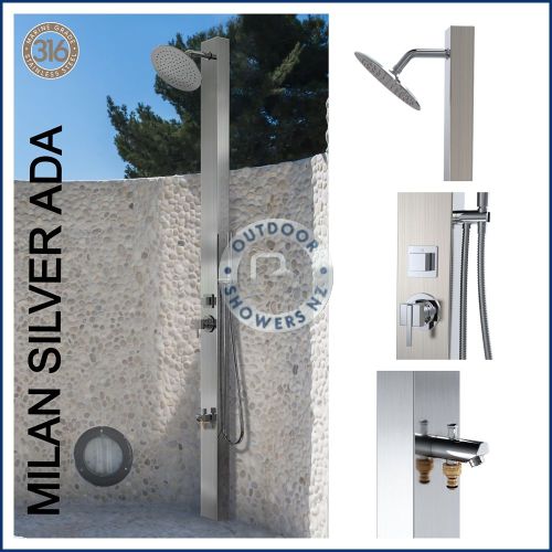Milan Silver  ADA 316 Marine Grade Stainless Steel Outdoor Pool Shower