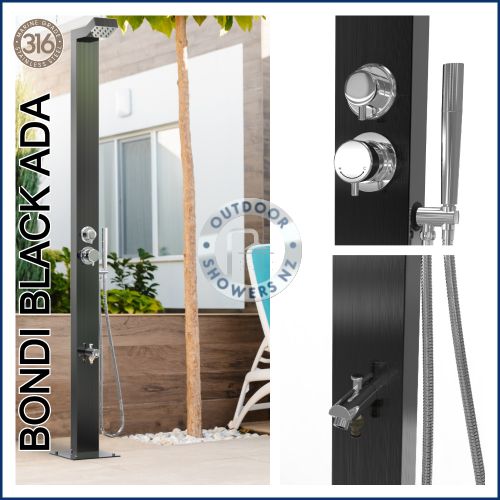 Bondi Black ADA 316 Marine Grade Stainless Steel Outdoor Pool Shower