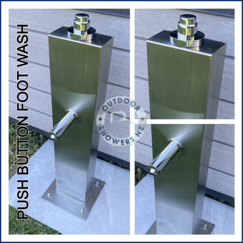 Eco-Friendly Push-Button Outdoor Foot Wash Station with 15-Second Timer – 316L Marine Grade Stainless Steel (Cold Water Only)