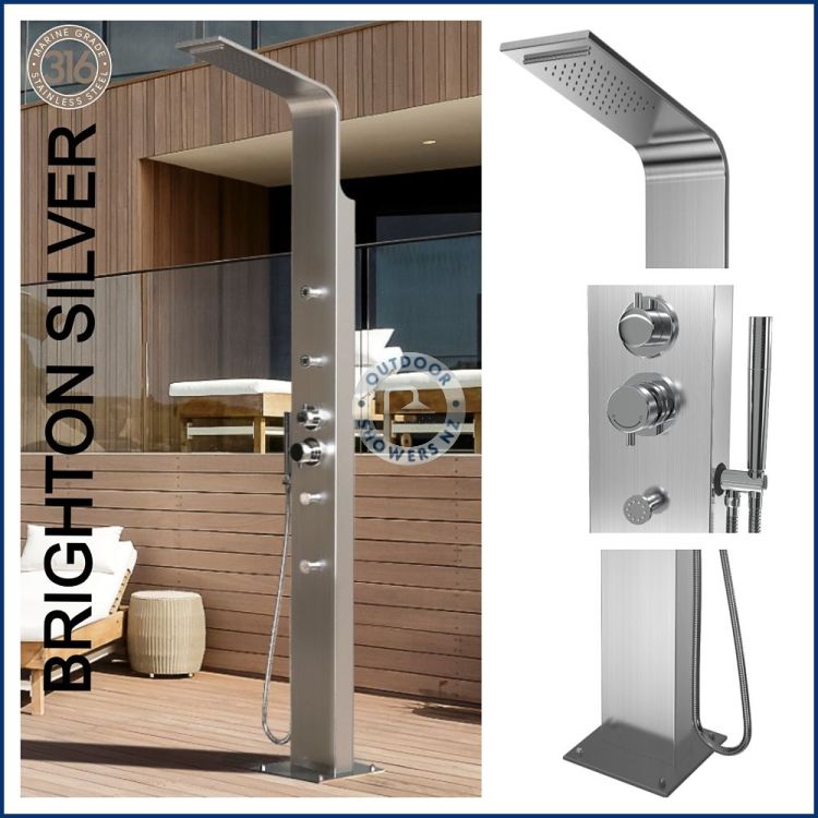 Brighton Silver 316 Stainless Steel Marine Grade Outdoor Massage Pool Shower