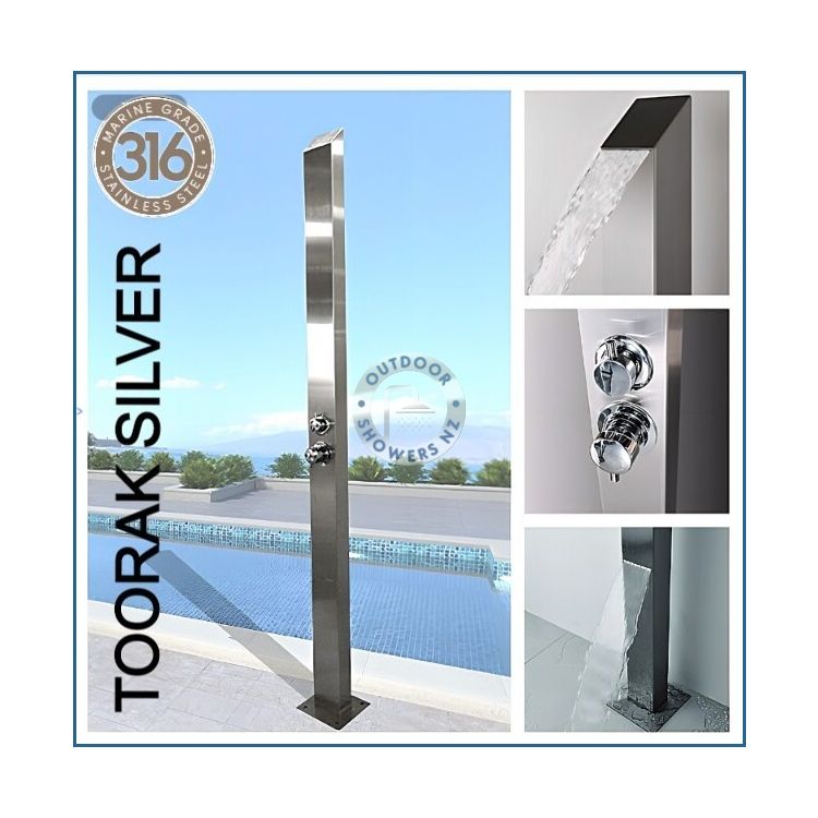 Toorak Silver 316 Marine Grade Stainless Steel Outdoor Indoor Waterfall Pool Shower