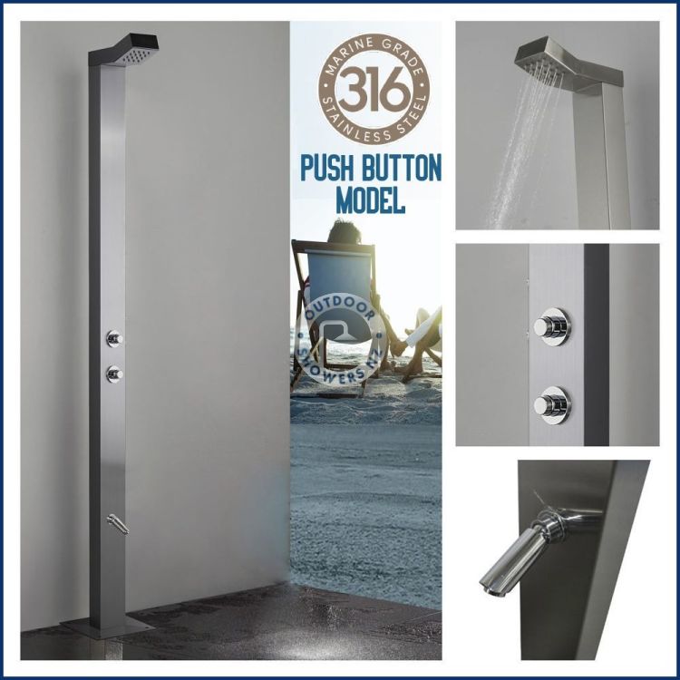 Bondi Push Button 316 Marine Grade Stainless Steel Outdoor Pool Shower