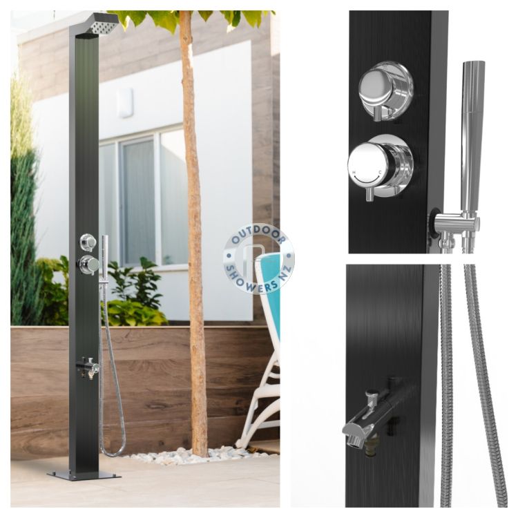 Bondi Black ADA 316 Marine Grade Stainless Steel Outdoor Pool Shower