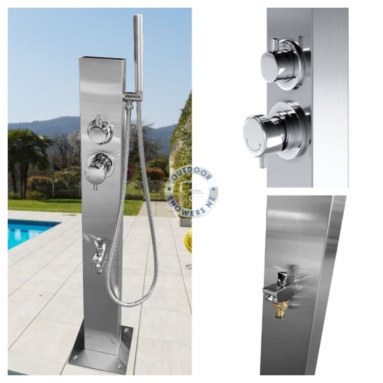 Rio Wash Station – 316L Marine-Grade Stainless Steel. Comes with Garden Hose Connection & Hot & Cold Mixer