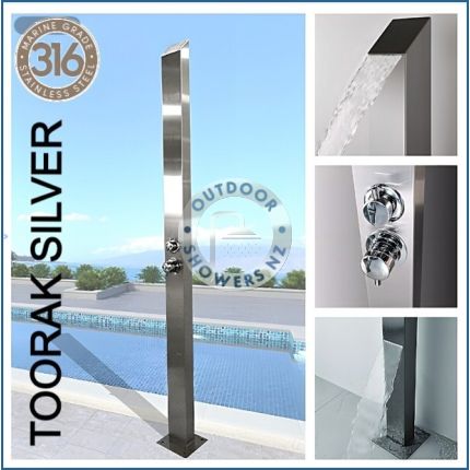 Toorak Silver 316 Marine Grade Stainless Steel Outdoor Indoor Waterfall Pool Shower