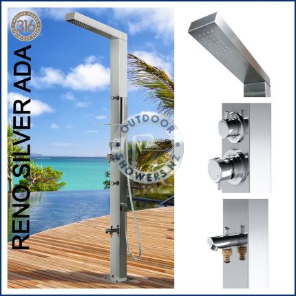 Reno Silver ADA 316 Marine Grade Stainless Steel Outdoor Pool Shower