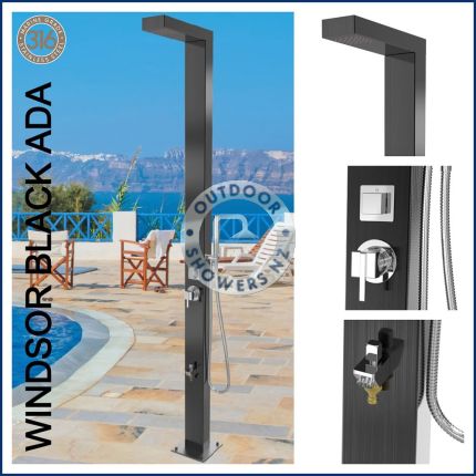 Windsor Black ADA 316 Marine Grade Stainless Steel Outdoor Pool Shower 
