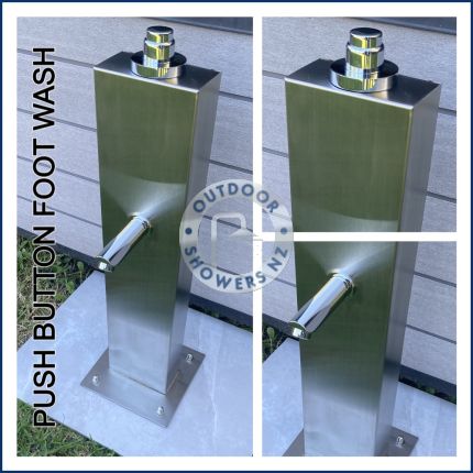 Eco-Friendly Push-Button Outdoor Foot Wash Station with 15-Second Timer – 316L Marine Grade Stainless Steel (Cold Water Only)